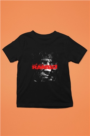 Rambo Baskılı Siyah Unisex Çocuk Tişört