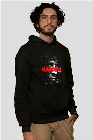 Rambo Siyah Unisex Kapüşonlu Sweatshirt
