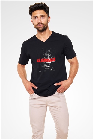 Rambo Siyah Unisex V Yaka Tişört