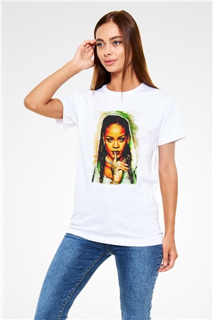 Rihanna Beyaz Unisex Tişört T-Shirt - TişörtFabrikası