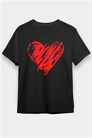 Sevgililer Günü Siyah Unisex Tişört T-Shirt - TişörtFabrikası