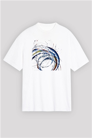 Spiral Beyaz Unisex Oversize Tişört T-Shirt