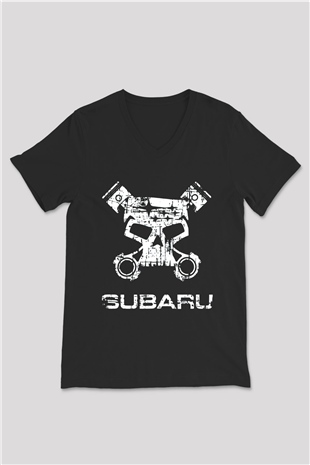 Subaru Siyah Unisex V Yaka Tişört