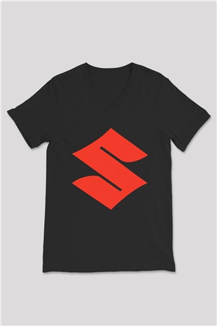 Suzuki Siyah Unisex V Yaka Tişört T-Shirt