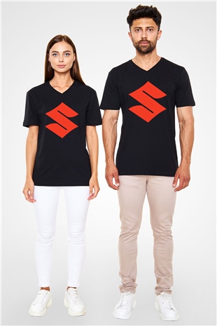 Suzuki Siyah Unisex V Yaka Tişört T-Shirt