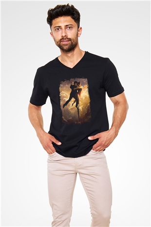 Tango Siyah Unisex V Yaka Tişört T-Shirt