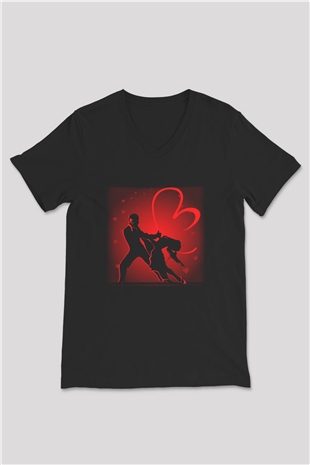 Tango Siyah Unisex V Yaka Tişört T-Shirt