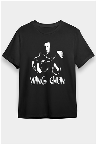 Wing Chun Baskılı Unisex Siyah Tişört