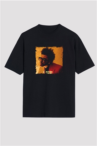 The Weeknd Baskılı Unisex Oversize Siyah Tişört