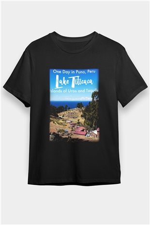 Titikaka Gölü Siyah Unisex Tişört T-Shirt - TişörtFabrikası