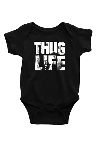 Tupac Shakur Baskılı Siyah Bebek Body - Zıbın