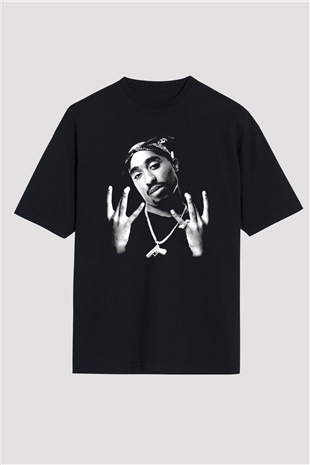 Tupac Shakur Siyah Unisex Oversize Tişört T-Shirt