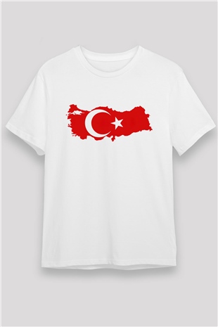 Türkiye Beyaz Unisex Tişört T-Shirt - TişörtFabrikası