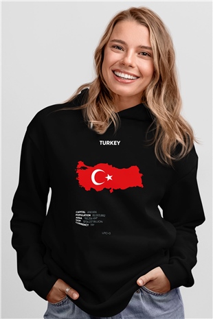 Türkiye Siyah Unisex Hoodie