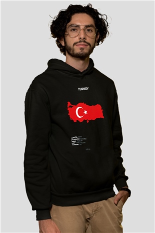 Türkiye Siyah Unisex Hoodie