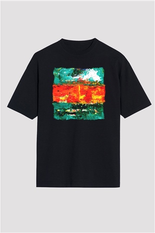 Tuval Siyah Unisex Oversize Tişört T-Shirt
