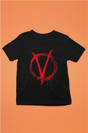 Vendetta Baskılı Siyah Unisex Çocuk Tişört