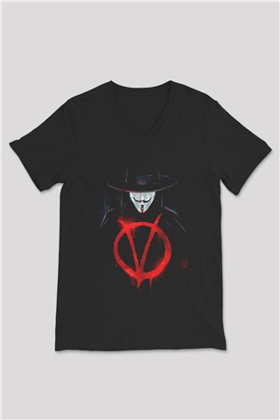 Vendetta Siyah Unisex V Yaka Tişört