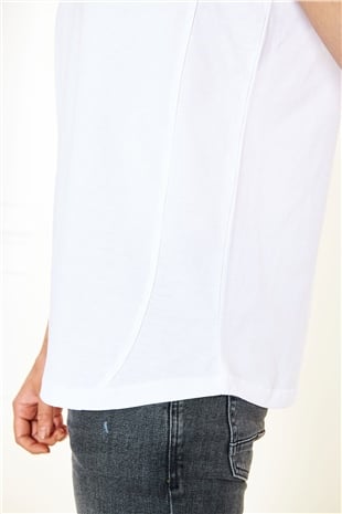 Vintage İskelet Sürücü Baskılı Unisex Beyaz Kolsuz Tişört