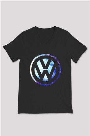 Volkswagen Siyah Unisex V Yaka Tişört T-Shirt