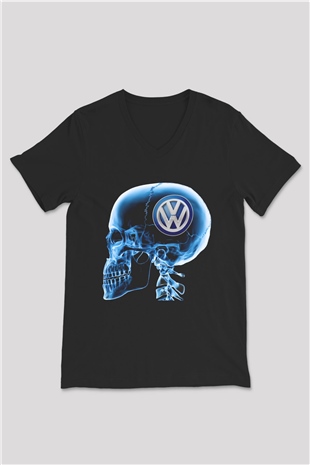 Volkswagen Siyah Unisex V Yaka Tişört T-Shirt