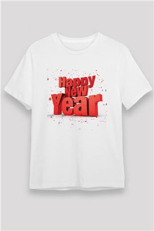 Yılbaşı Beyaz Unisex Tişört T-Shirt - TişörtFabrikası