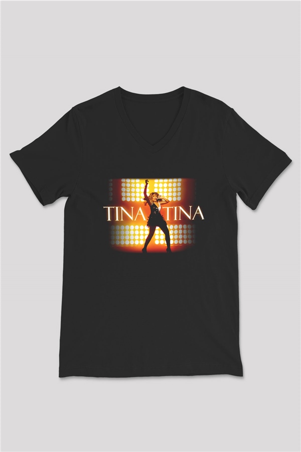 Tina Turner Siyah Unisex V Yaka Tişört T-Shirt